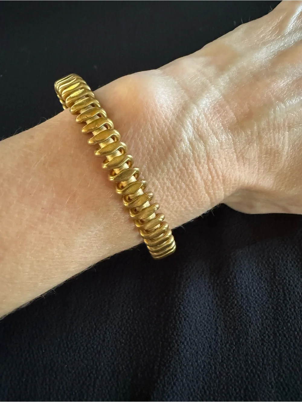 Signed Vintage Bronze Brutalist Modernist Ridged Artisan Cuff Bracelet